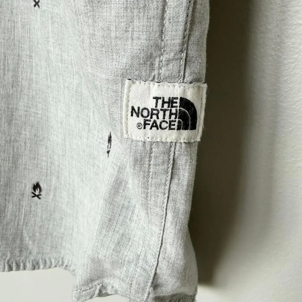 The North Face Gray Short Sleeve Button Up Shirt Mens Large Casual